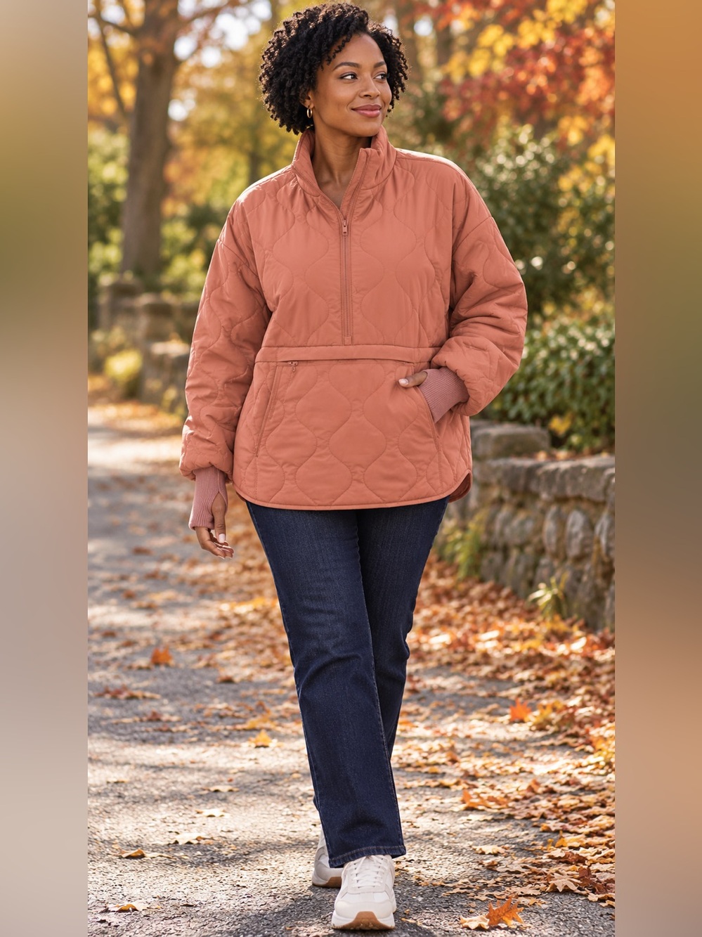 Old Navy Active Packable Quilted Half-Zip Jacket Dusty Rose XL Tall